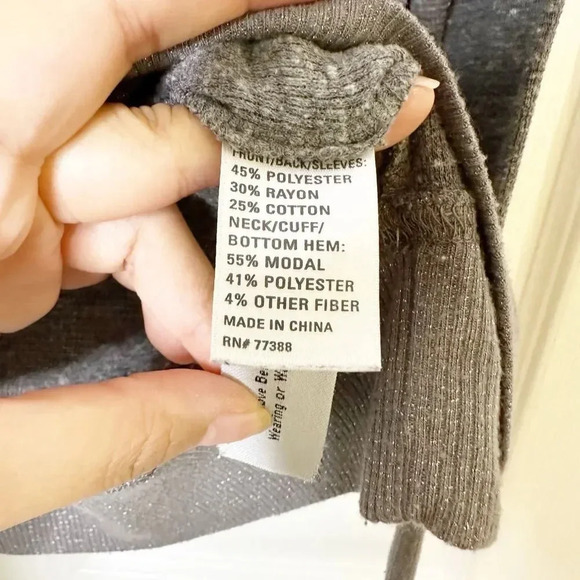 MADEWELL Hi-Line Size Small Gray Space Dye Cropped Length Long Sleeve Tee - Picture 5 of 7